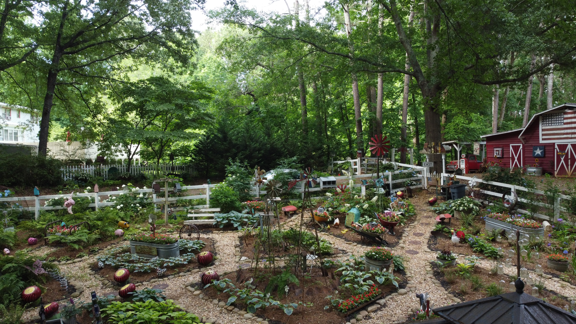 Fall garden with golden light